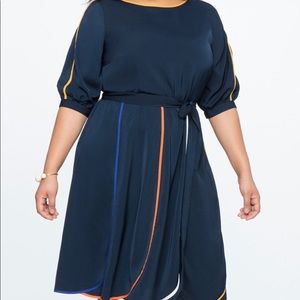 Eloquii Puff Sleeve Dress with Piping